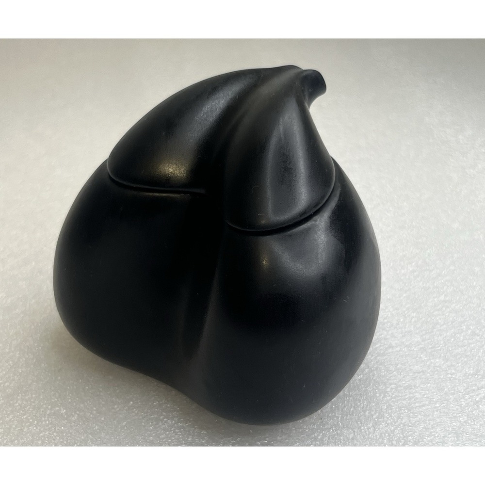 Vtg Peter Saenger Pottery Modernist Nesting SugarBowl Black Matte